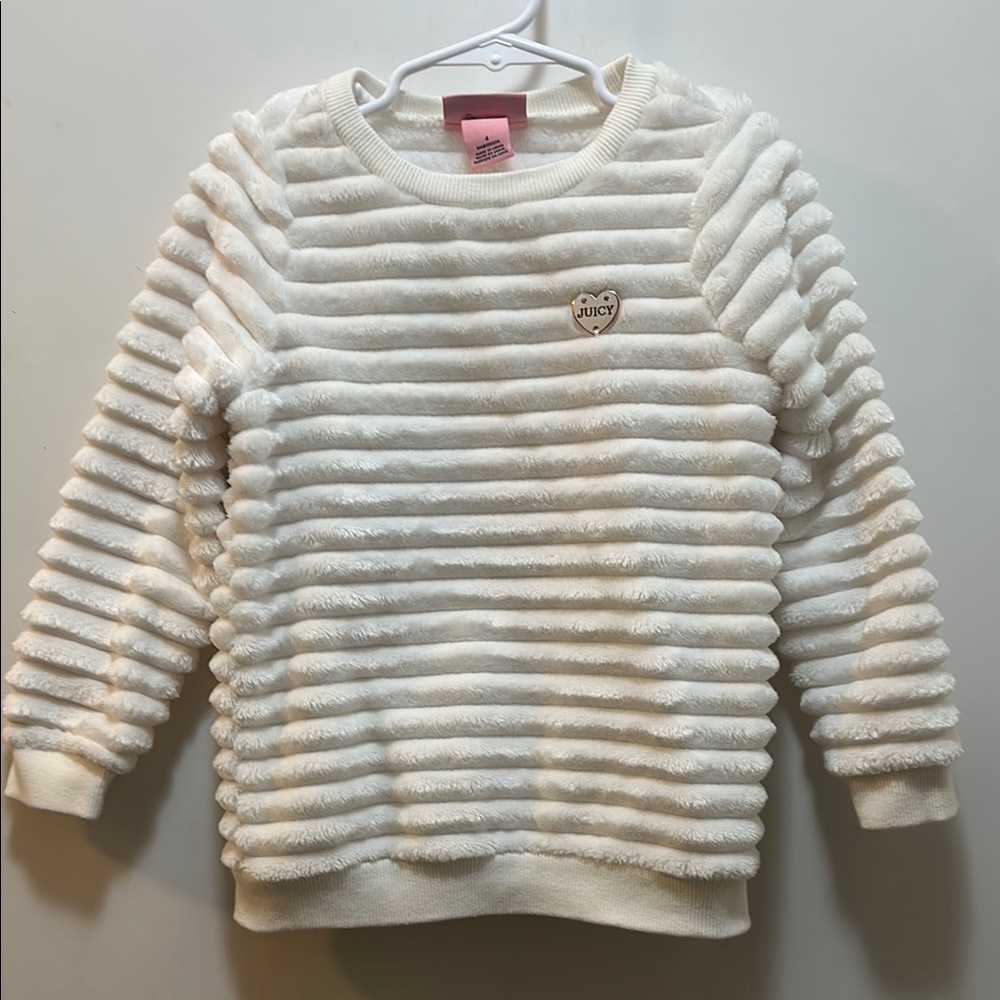 White soft juicy couture sweatshirt size 4 in excellent condition!